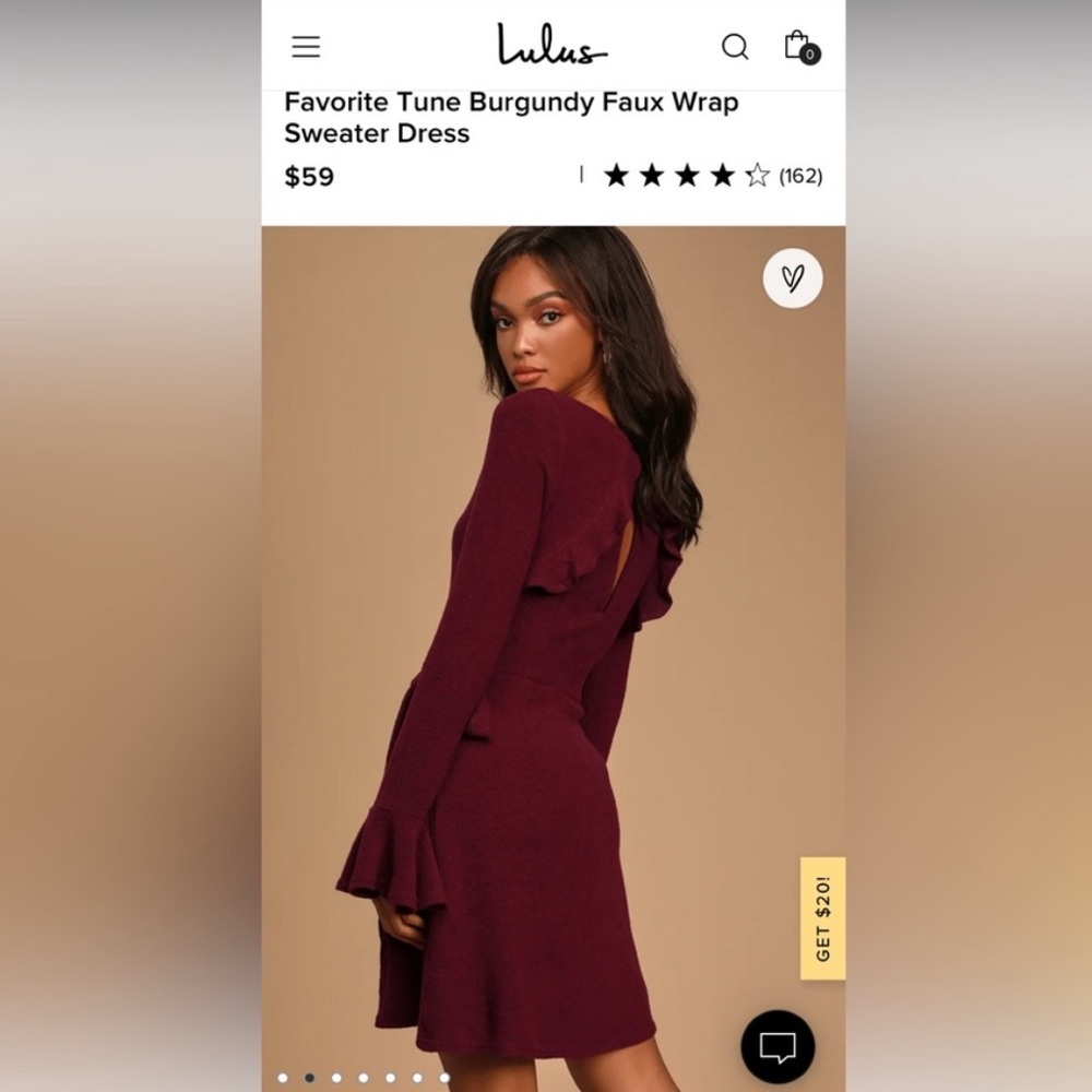 Burgundy Faux Wrap Sweater Dress- Lulu’s WOMENS lulu